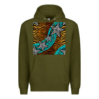 Army Green tiger turquoise glitter and stars seamless pattern Premium Hoodie - BundleAndBundleShop