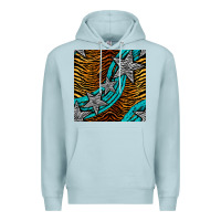 Blue Mist tiger turquoise glitter and stars seamless pattern Premium Hoodie - BundleAndBundleShop