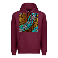 Burgundy tiger turquoise glitter and stars seamless pattern Premium Hoodie - BundleAndBundleShop