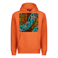 Carrot tiger turquoise glitter and stars seamless pattern Premium Hoodie - BundleAndBundleShop