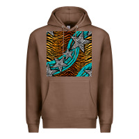 Chestnut tiger turquoise glitter and stars seamless pattern Premium Hoodie - BundleAndBundleShop