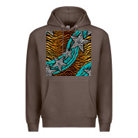 Coffee tiger turquoise glitter and stars seamless pattern Premium Hoodie - BundleAndBundleShop