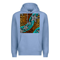 Colony Blue tiger turquoise glitter and stars seamless pattern Premium Hoodie - BundleAndBundleShop