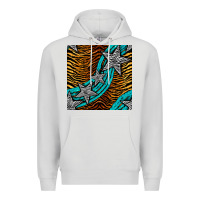 Dove Grey tiger turquoise glitter and stars seamless pattern Premium Hoodie - BundleAndBundleShop