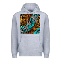 Heather Grey tiger turquoise glitter and stars seamless pattern Premium Hoodie - BundleAndBundleShop