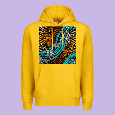 Tiger Turquoise Glitter And Stars Seamless Pattern Premium Hoodie Designed By Bundleandbundleshop