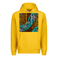 Lemon tiger turquoise glitter and stars seamless pattern Premium Hoodie - BundleAndBundleShop