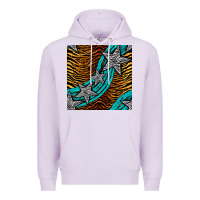 Lilac tiger turquoise glitter and stars seamless pattern Premium Hoodie - BundleAndBundleShop