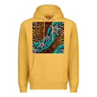 Mustard tiger turquoise glitter and stars seamless pattern Premium Hoodie - BundleAndBundleShop
