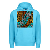 Ocean Blue tiger turquoise glitter and stars seamless pattern Premium Hoodie - BundleAndBundleShop