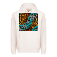 Pale Pink tiger turquoise glitter and stars seamless pattern Premium Hoodie - BundleAndBundleShop