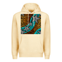 Pina Colada tiger turquoise glitter and stars seamless pattern Premium Hoodie - BundleAndBundleShop