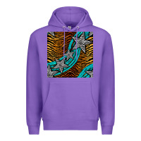 Purple tiger turquoise glitter and stars seamless pattern Premium Hoodie - BundleAndBundleShop