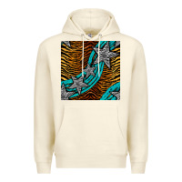 Sandshell tiger turquoise glitter and stars seamless pattern Premium Hoodie - BundleAndBundleShop