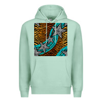 Seafoam tiger turquoise glitter and stars seamless pattern Premium Hoodie - BundleAndBundleShop