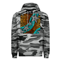 Slate Camo tiger turquoise glitter and stars seamless pattern Premium Hoodie - BundleAndBundleShop