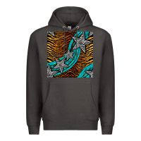 Smoke tiger turquoise glitter and stars seamless pattern Premium Hoodie - BundleAndBundleShop