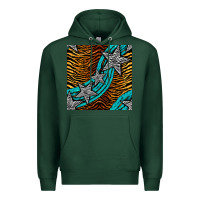 Sports Green tiger turquoise glitter and stars seamless pattern Premium Hoodie - BundleAndBundleShop