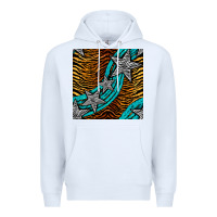 White tiger turquoise glitter and stars seamless pattern Premium Hoodie - BundleAndBundleShop