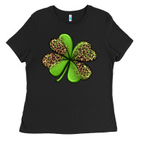 Black leopard shamrock Ladies Tee - Jasminsmagicworld