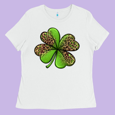 Leopard Shamrock Ladies Tee Designed By Jasminsmagicworld