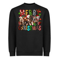 Black Merry christmas pigs Heavyweight Sweatshirt - FaDigitalArtStudio
