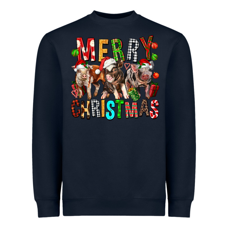Merry Christmas Pigs Heavyweight Sweatshirt by FaDigitalArtStudio | Teevron