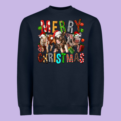Merry Christmas Pigs Heavyweight Sweatshirt Designed By Fadigitalartstudio