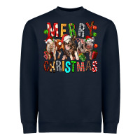 Navy Merry christmas pigs Heavyweight Sweatshirt - FaDigitalArtStudio
