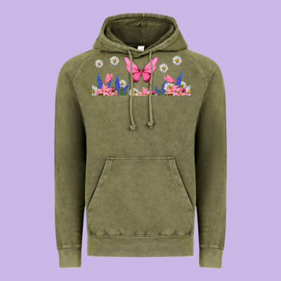 Butterflies And Flowers Vintage Hoodie Designed By Tumblerdesignbyshophia