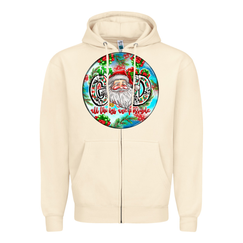 With God All Things Are Possible Zipper Hoodie by CowhideDigitalArt | Teevron