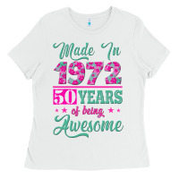 White made in 1972, 50 years of being awesome Ladies Tee - Jasminsmagicworld