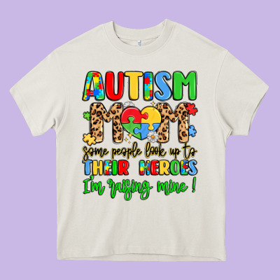 Autism Mom Some People Look Up To Their Heroes Heavy Core Tee Designed By Lillyallendesigns