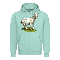 Seafoam cashmere goat Zipper Hoodie - LillyAllenDesigns