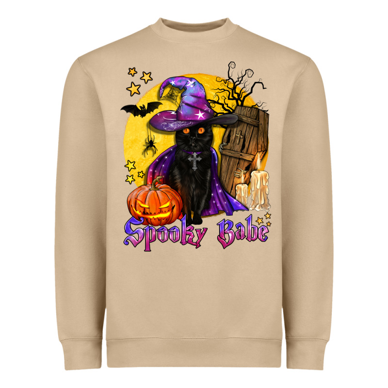 Spooky Babe Black Witch Cat Heavyweight Sweatshirt by BundleAndBundleShop | Teevron