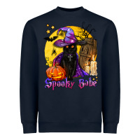 Navy spooky babe black witch cat Heavyweight Sweatshirt - BundleAndBundleShop