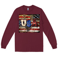 Burgundy usa Long Sleeve Tee - CowGirlArtShop