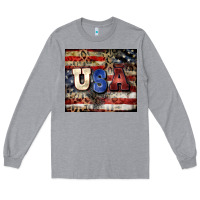 Heather Grey usa Long Sleeve Tee - CowGirlArtShop