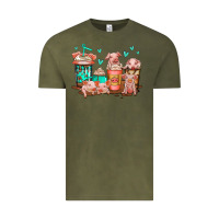 Vintage Olive cute pigs coffee Vintage Tee - Jasminsmagicworld