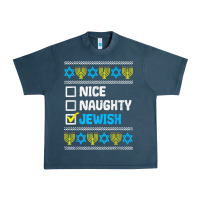 Midnight Navy nice naughty jewish ugly hanukkah sweater chanukah jew gift premium t Urban Heavy Tee - minhPixels