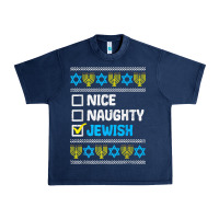 Nice Naughty Jewish Ugly Hanukkah Sweater Chanukah Jew Gift Premium T Urban Heavy Tee | Teevron