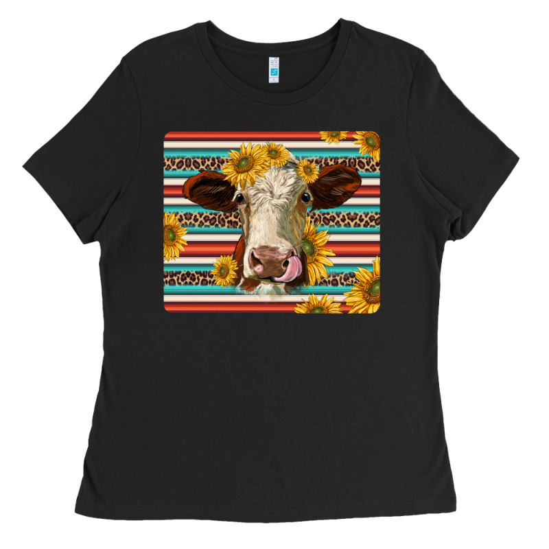 Serape Leopard Hereford Cattle Mousepad Ladies Tee by Jasminsmagicworld | Teevron
