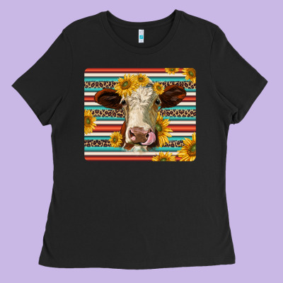 Serape Leopard Hereford Cattle Mousepad Ladies Tee Designed By Jasminsmagicworld