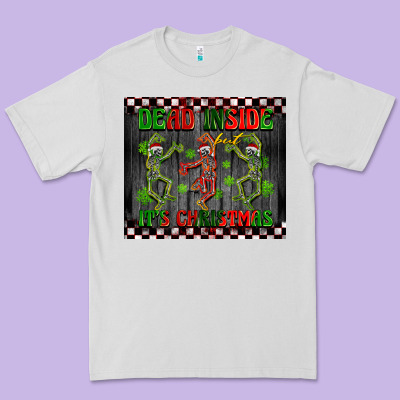 Dead Inside But It's Christmas Dancing Skeletons Premium Tee Designed By Barkaloodesign
