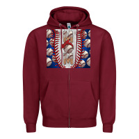 Burgundy Baseball Mom Zipper Hoodie - CowhideDigitalArt