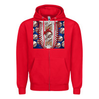 Red Baseball Mom Zipper Hoodie - CowhideDigitalArt