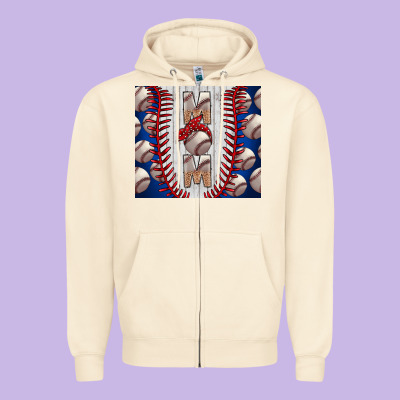 Baseball Mom Zipper Hoodie Designed By Cowhidedigitalart