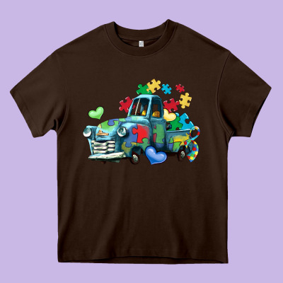 Autism Truck Heavy Core Tee Designed By Lillyallendesigns