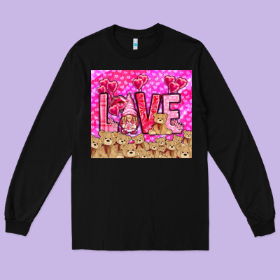 Love Gnome With Bear Tumbler Valentine's Day Long Sleeve Tee Designed By Howdyjamesfarm