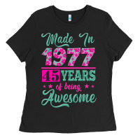 Black made in 1977, 45 years of being awesome Ladies Tee - Jasminsmagicworld